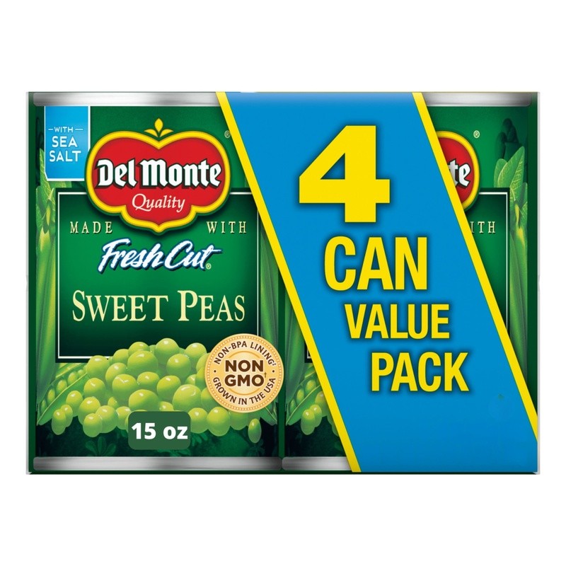Canned Sweet Peas Non-GMO BPA Free Pack of 4 Natural Vegetable Side Dish New