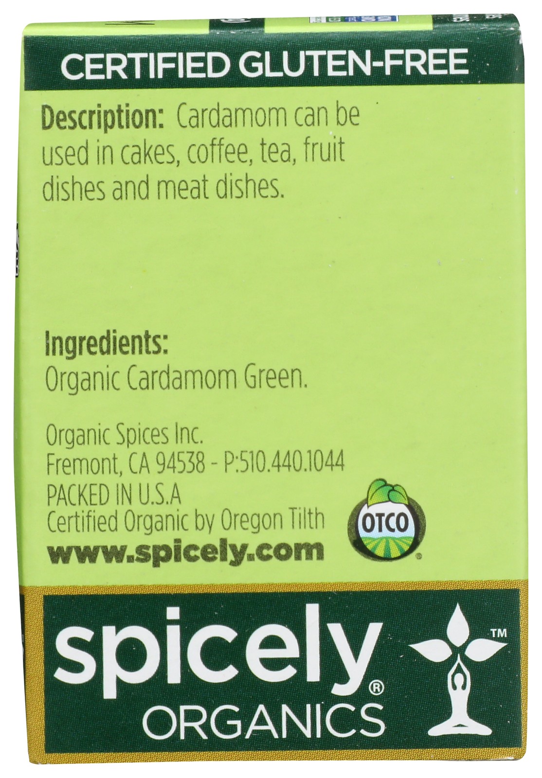 Spicely Organics Organic Green Cardamom Pods 2 Oz Spices 6 Pack