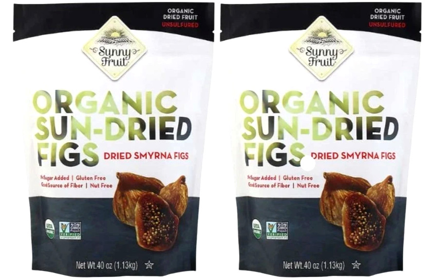 2 Packs Sunny Fruit USDA Organic Sun Dried Figs 40 oz Each Pack, Total 5 lb