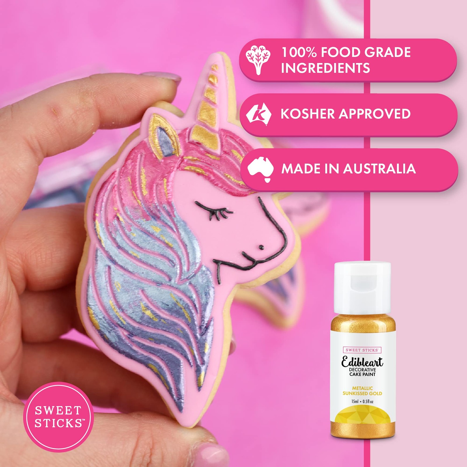 Edible Metallic Gold Cake Paint 0.5oz (15ml) – Decorative Art for Cakes