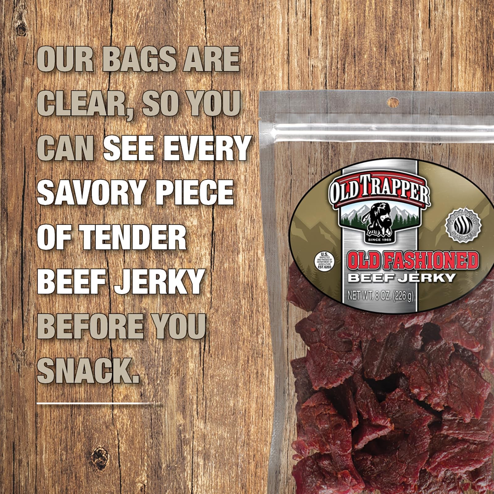 Old Trapper Beef Jerky, Old-Fashioned 8 Ounce Bag, Tender 8 (Pack of 1)