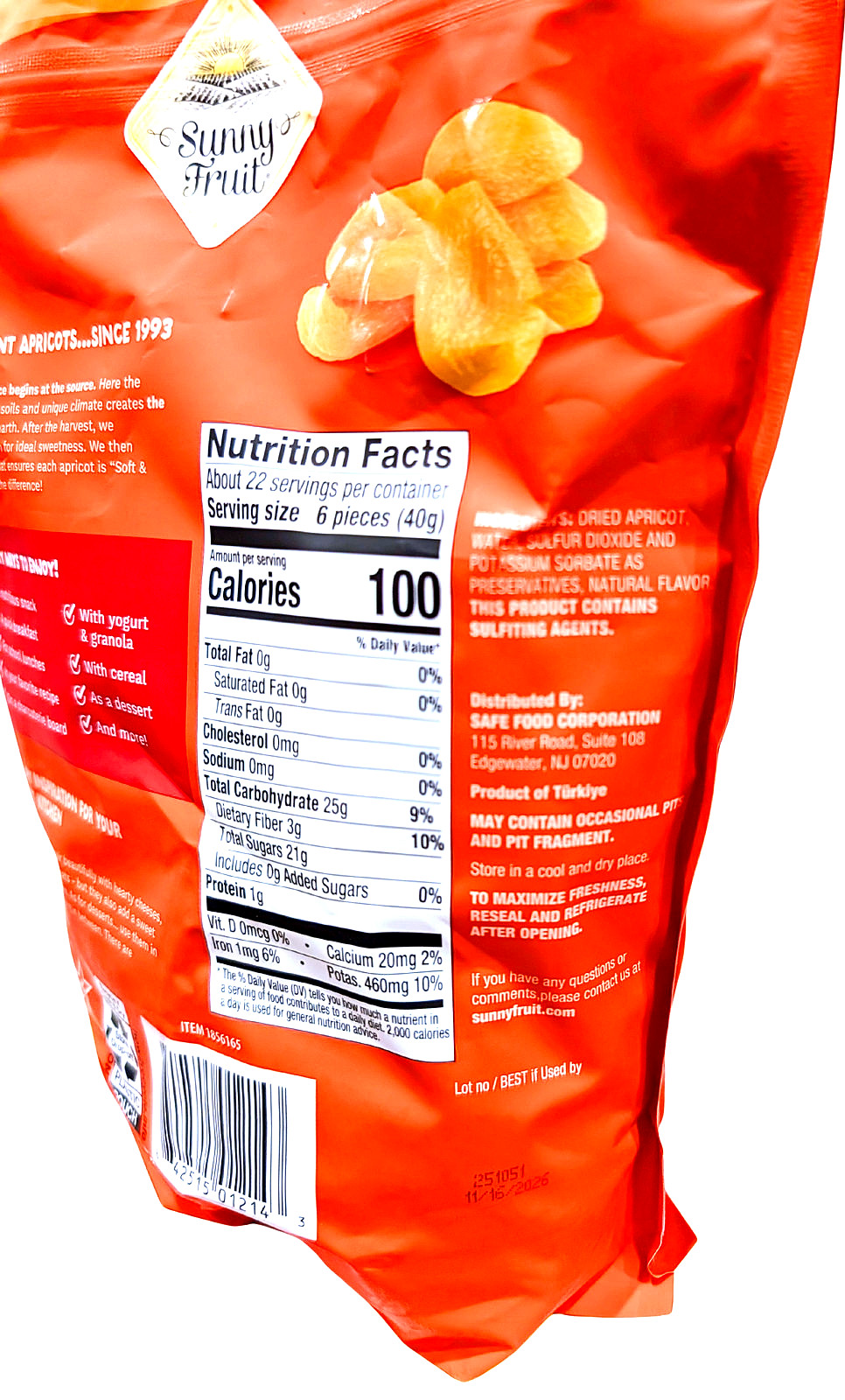 Sunny Fruit Soft Dried Apricots 32 Ounce Bag EXP 11/2026