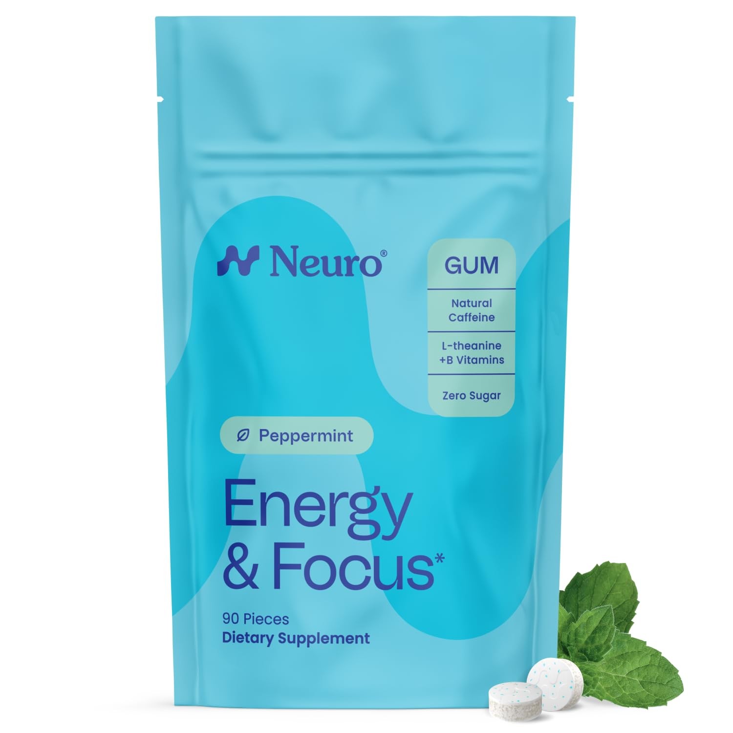 Neuro Energy & Focus Gum – Caffeine Gum with 40mg Natural Caffeine & L-Theani…