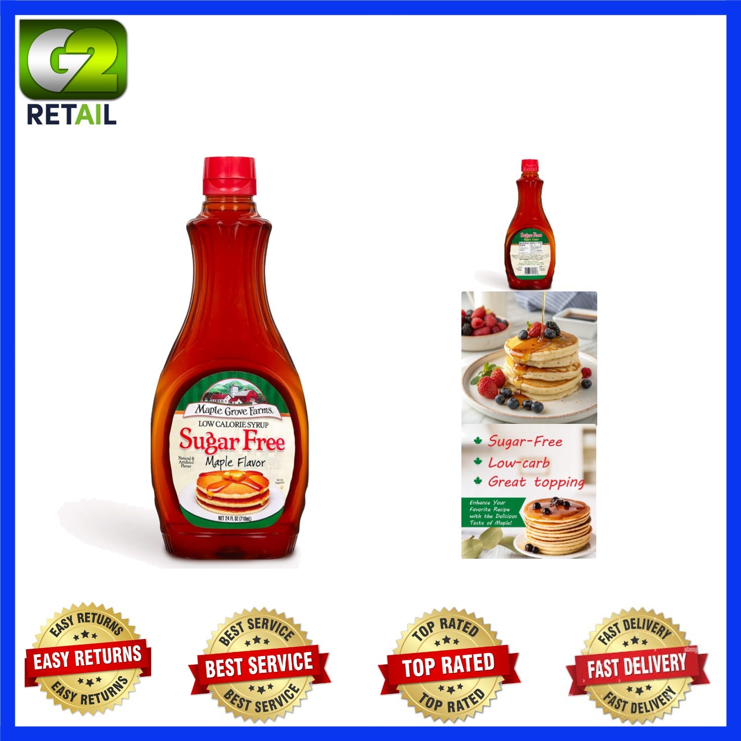 Deliciously Sweet Sugar-Free Maple Syrup – 24 Fl Oz Bottle for Healthy Living