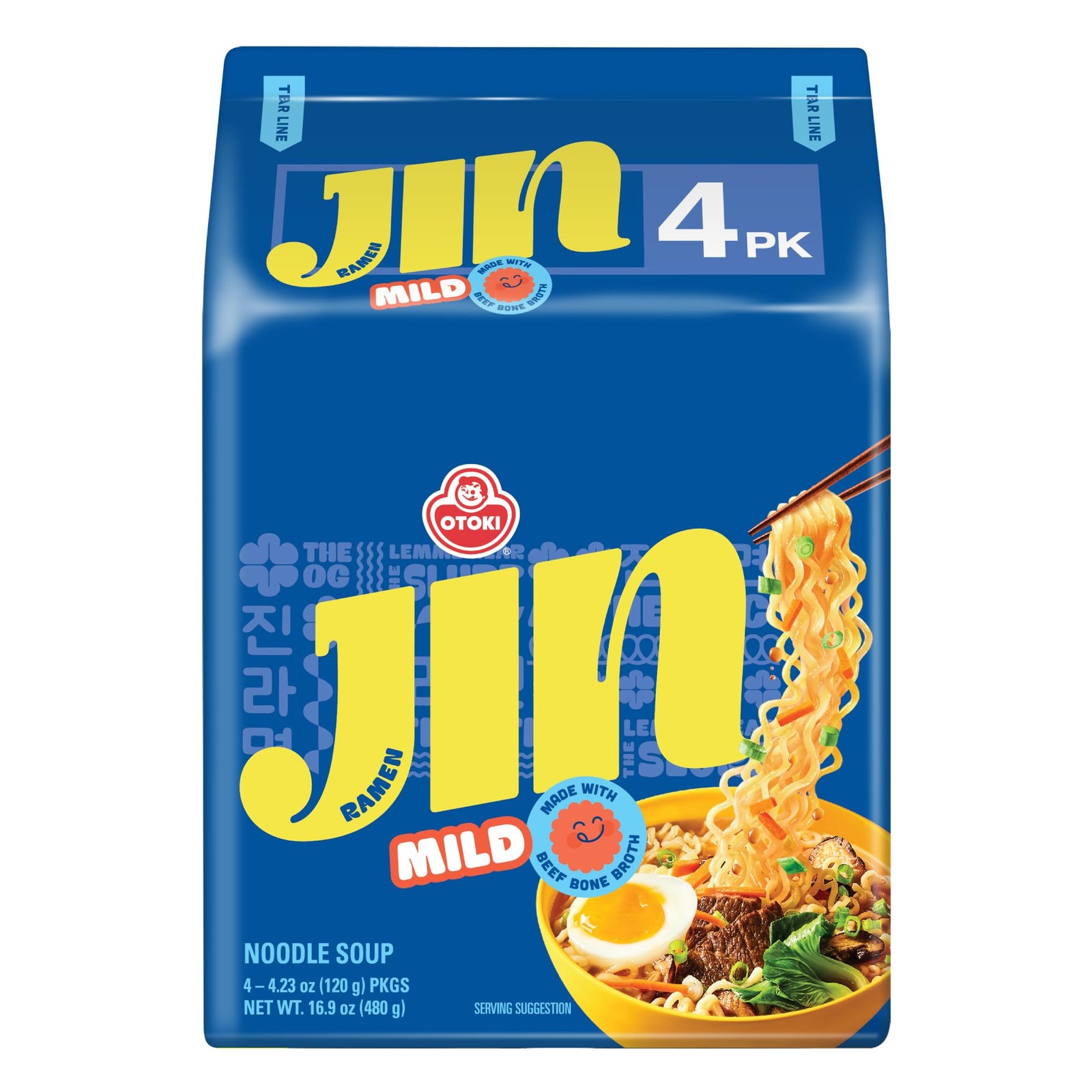 OTOKI Jin Ramen Mild Korean Instant Ramen, 13-Hour 4.23 Ounce (Pack of 4)