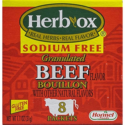 Herb-Ox Bouillon Packets Beef Instant Broth & Seasoning Sodium Free, 1.1 Ounce