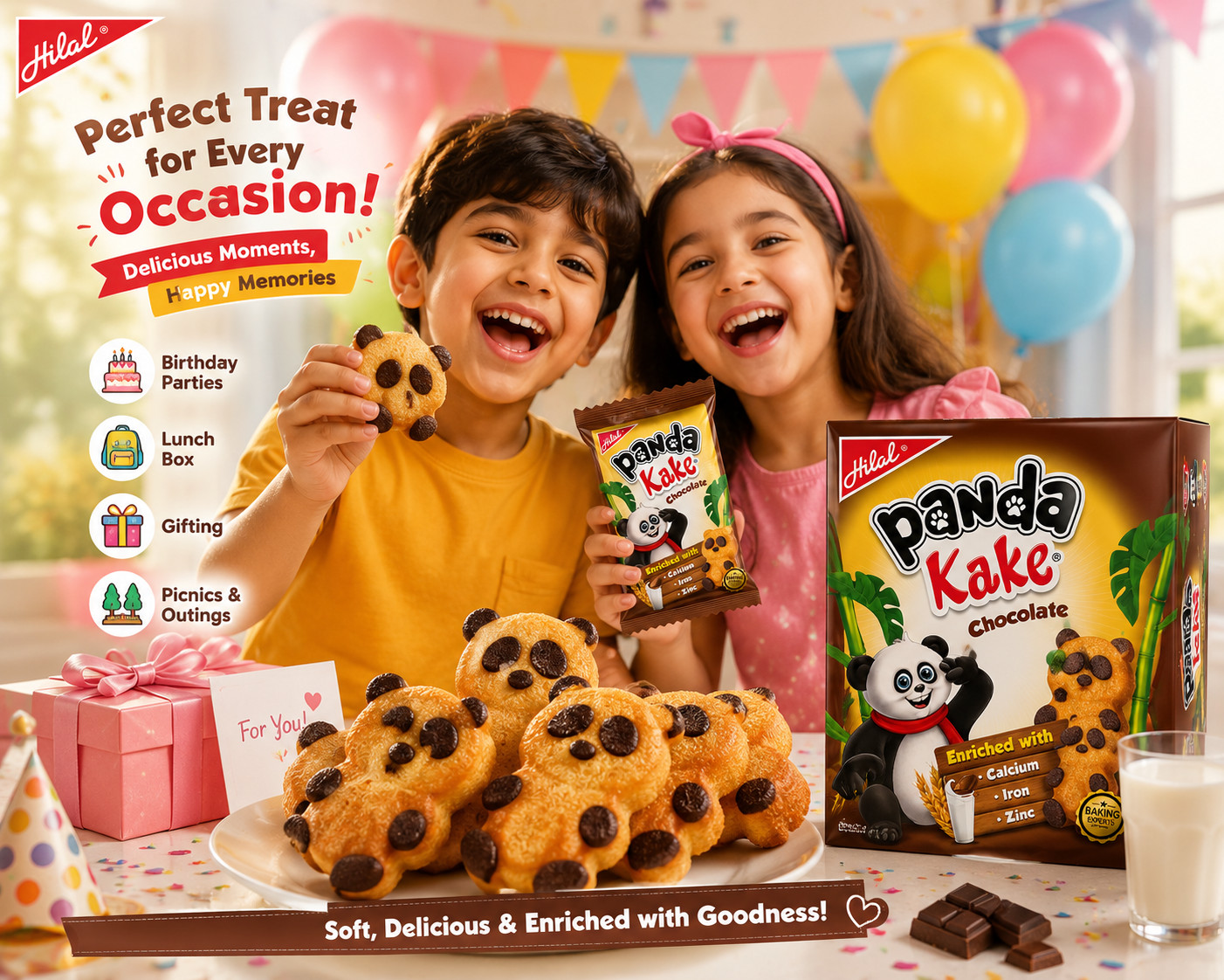 Hilal Panda Kake Chocolate Sponge Cakes 1 Box 8 Soft Snack Cakes 26.5g Each