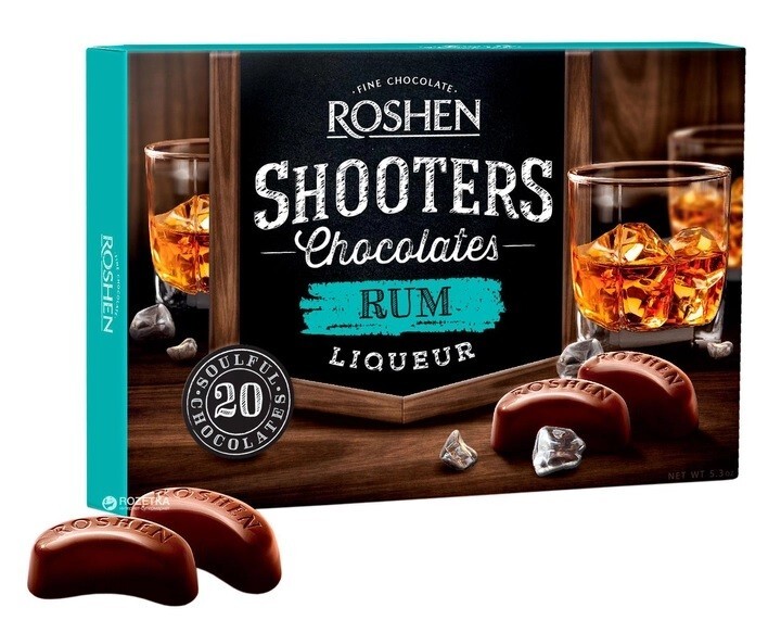ROSHEN Shooters Chocolates Rum Liquor Dark Candy Ukrainian Gift Sweets Box 150g