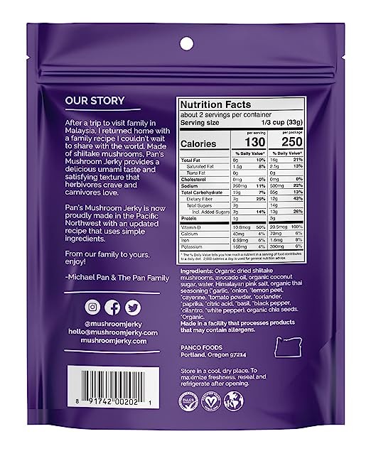 Pan’s Mushroom Jerky Organic Zesty Thai, 2.2 oz