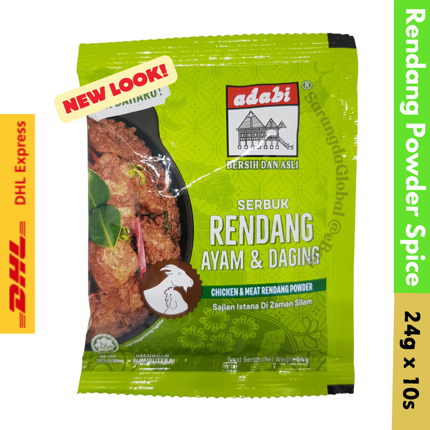 Adabi Chicken and Meat Rendang Powder 24 gm x 10 packs Fast Shipping Malaysia