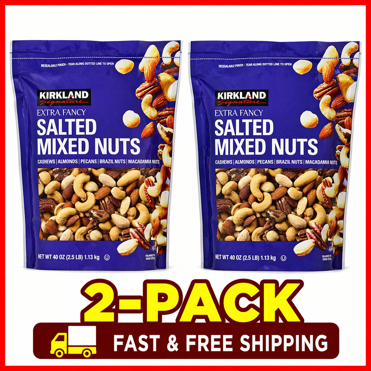 2-Pack Kirkland Signature Extra Fancy Mixed Nuts, Salted, 2.5 lbs