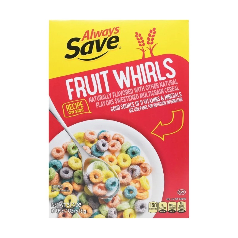 10x Always Save Cereal Fruit Whirls Breakfast Food Snack Rainbow Bulk Lot 21.7oz