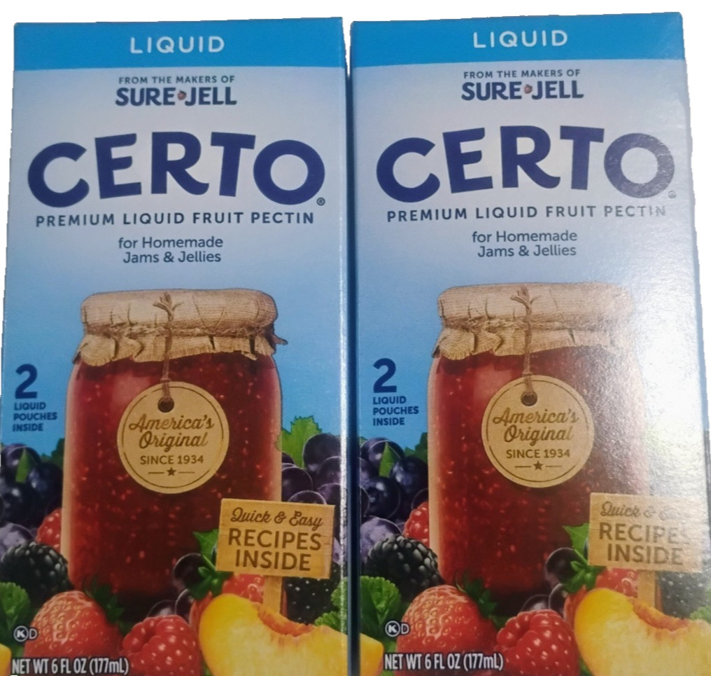 Certo Premium Liquid Fruit Pectin 2-Pack 6 oz Boxes Each New