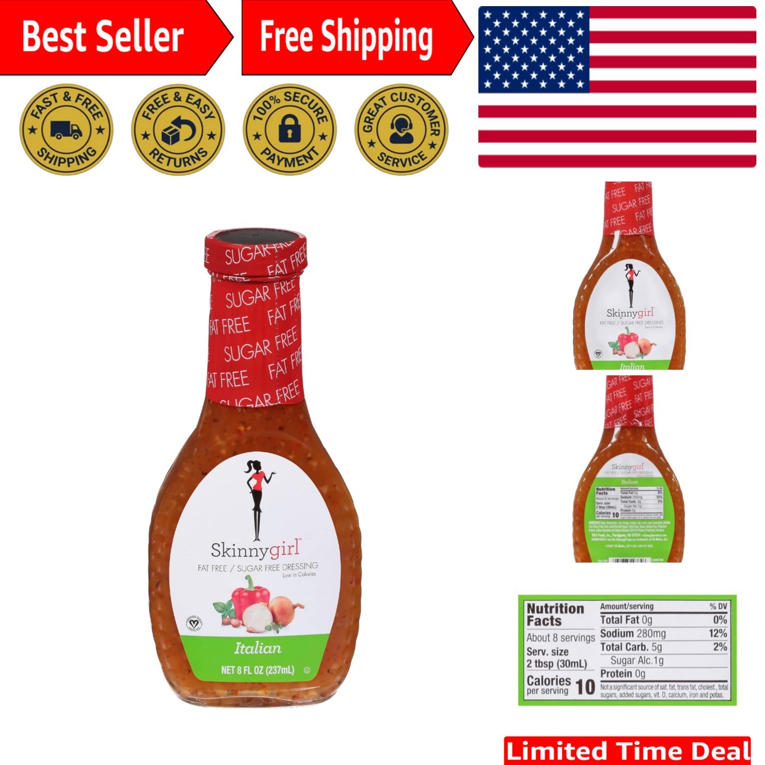 Experience Flavor Without Guilt: 8 Oz Fat-Free & Sugar-Free Italian Dressing