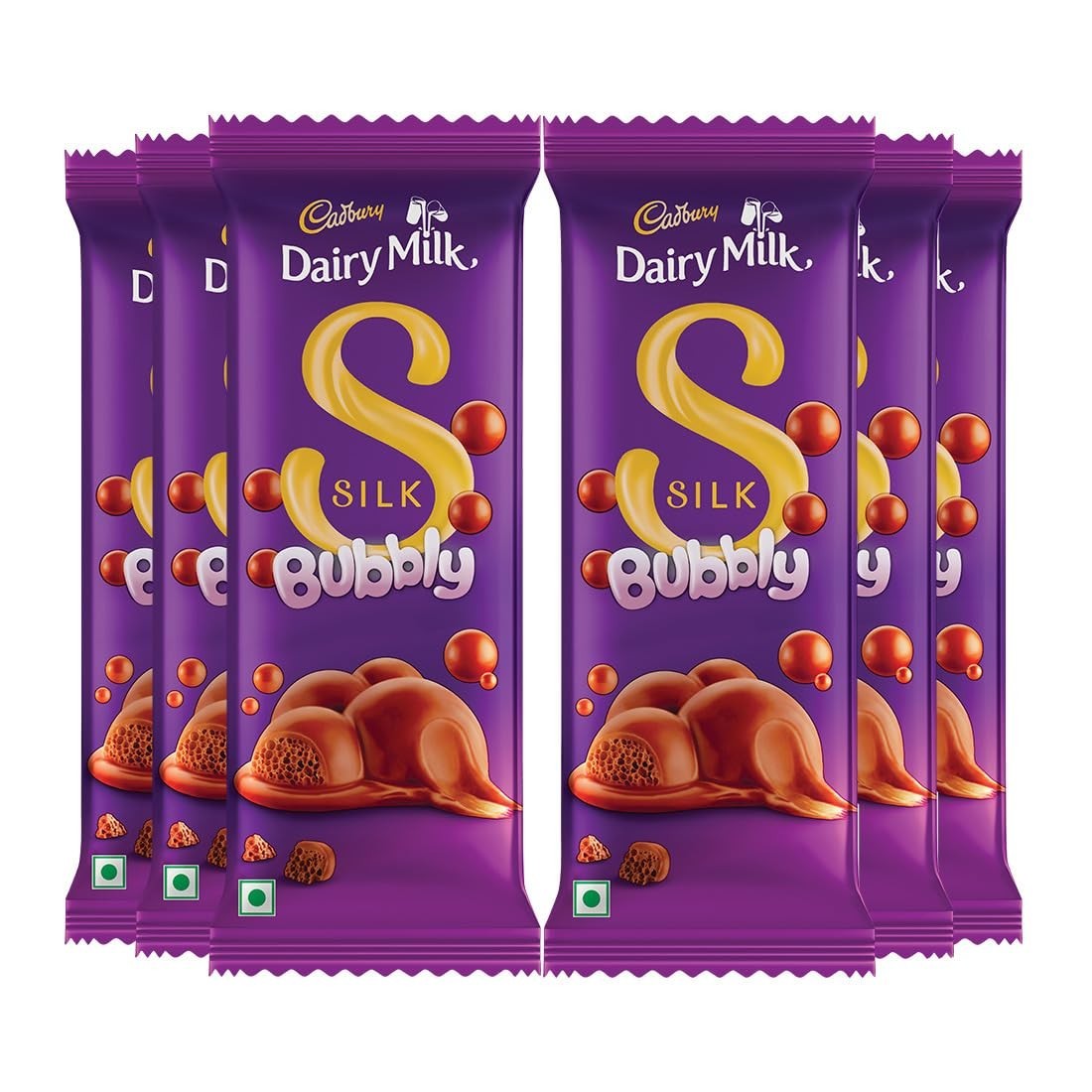 Cadbury Dairy Milk Silk Bubbly Chocolate Bar, 46 Gm (Pack Of 6)