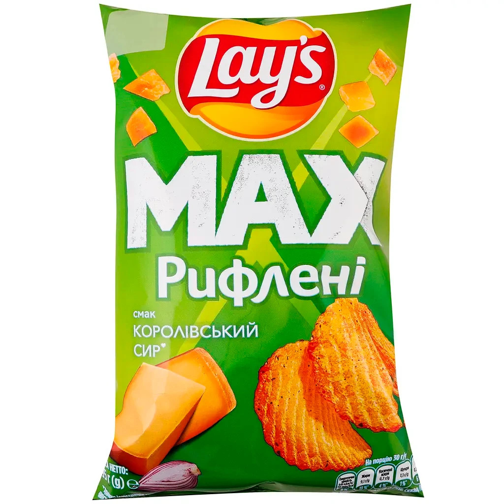 10Х Lay’s Max Royal Cheese Ribbed Potato Chips, 95g (950g total – 10 packs)