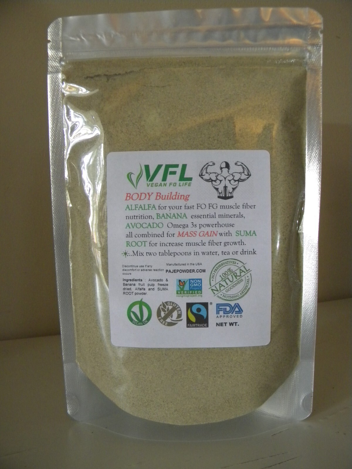 Vegan Life BODY BUILDING 1LB 16oz KALE MORINGA SPIRULINA MORINGA by PAJE Powder