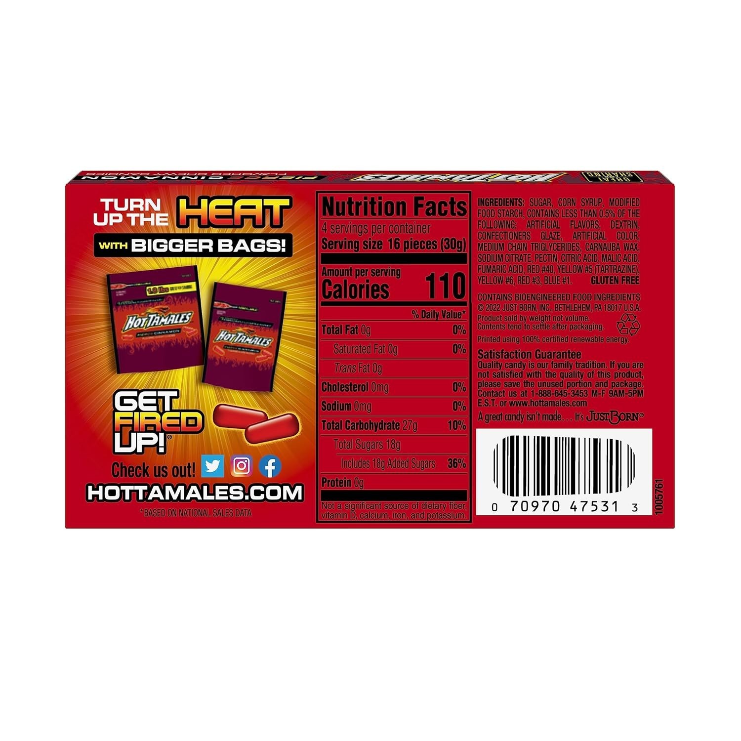 12x Packs Hot Tamales Fierce Cinnamon Candy, Theater Box – 4.25oz Each