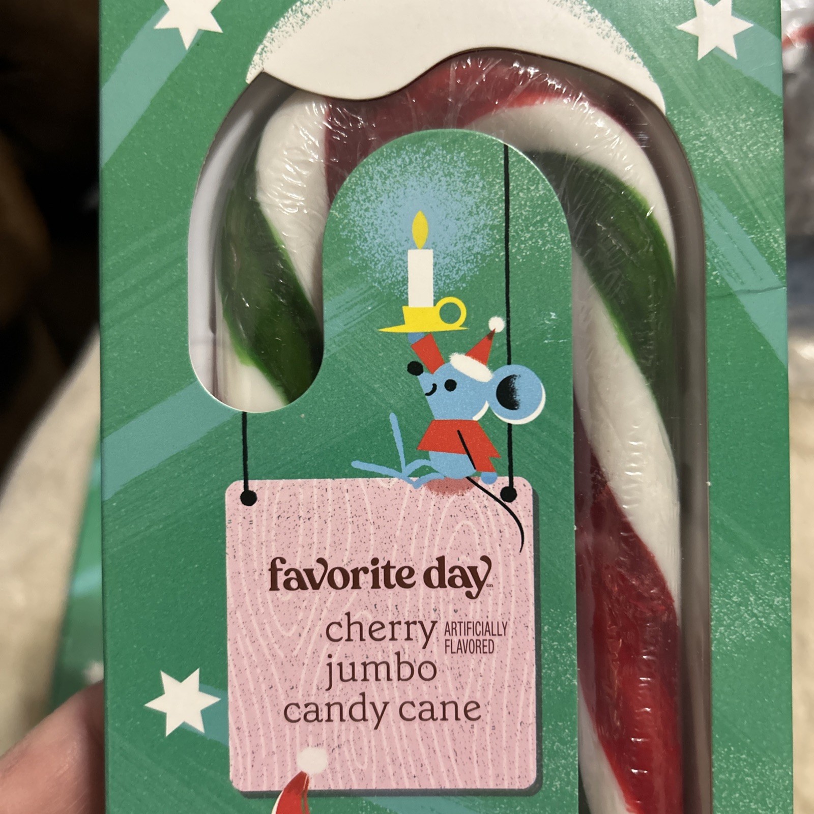 3 Jumbo Giant Cherry Flavored Holiday Candy Canes BB 8/26 Hard Candy Green Red