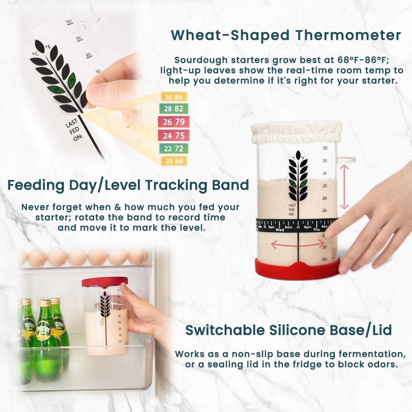 Durable 38oz Sourdough Starter Kit – 9-in-1 Baking Essentials for Families
