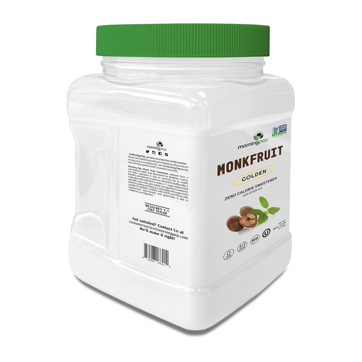 Morning Pep Monk Fruit Sweetener, Golden Sugar Substitute, 2.5 lb