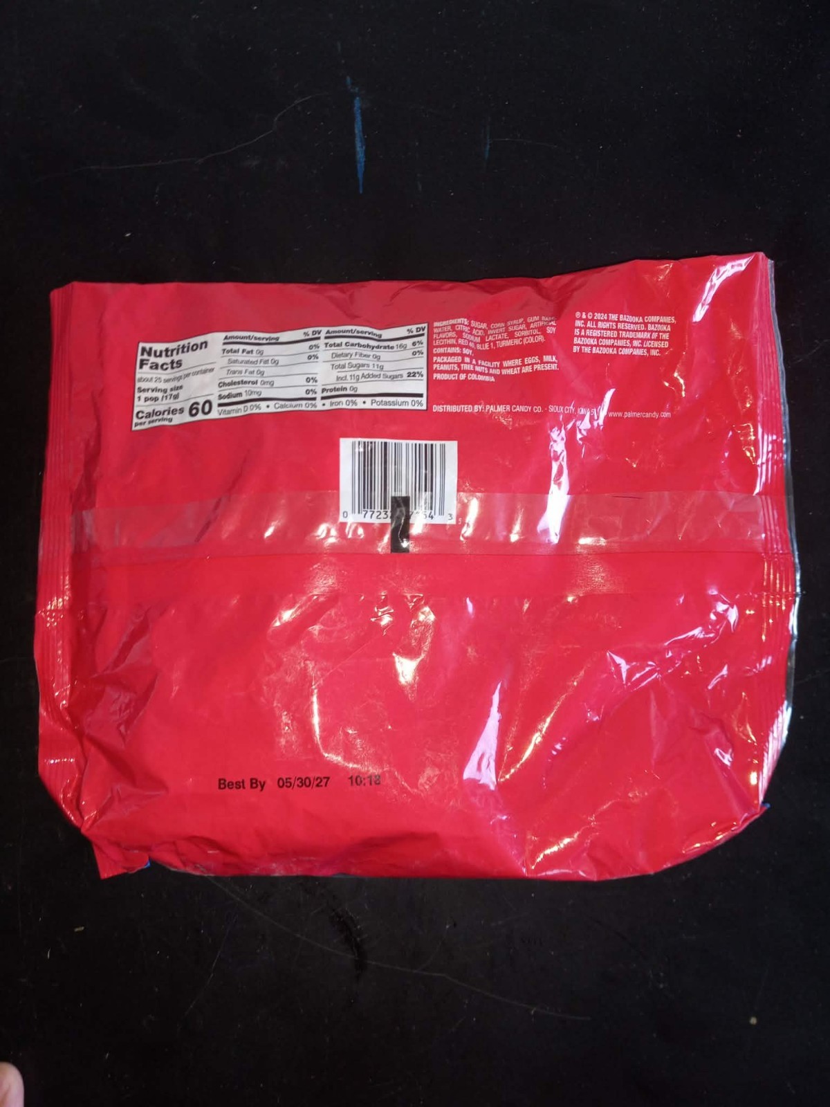 Bazooka Bubble Gum Pops Candy, 3 Bags