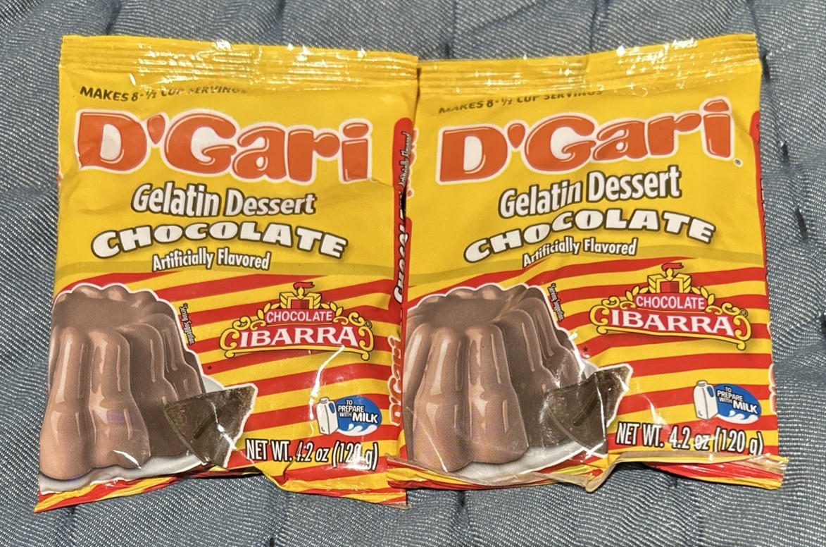 D’Gari Gelatin Dessert Chocolate IBARRA Limited Edition Lot of 2 Packs 4.2 oz