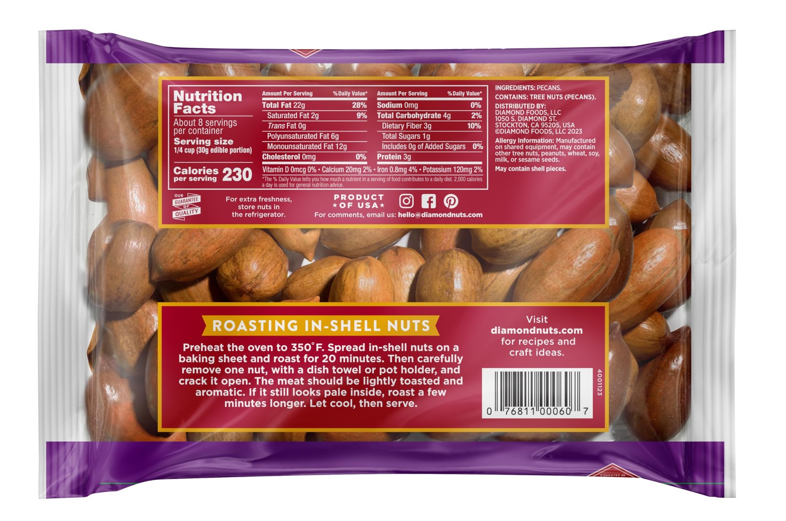 Diamond of California InShell ExtraLarge Pecans, 16.0 oz Bag