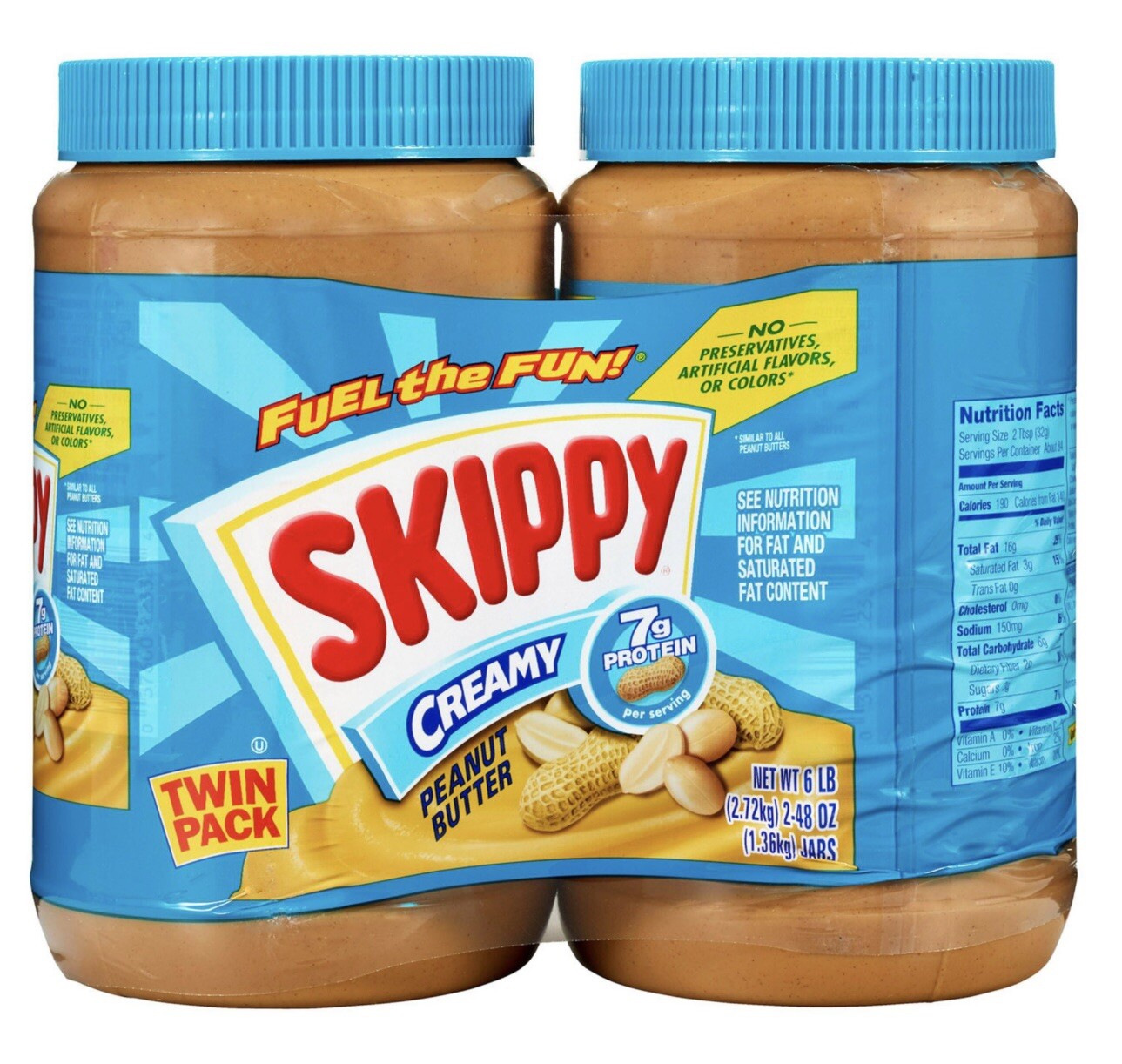 SKIPPY Creamy Peanut Butter, 48 Ounce Jar Twin Pack Pack of 2