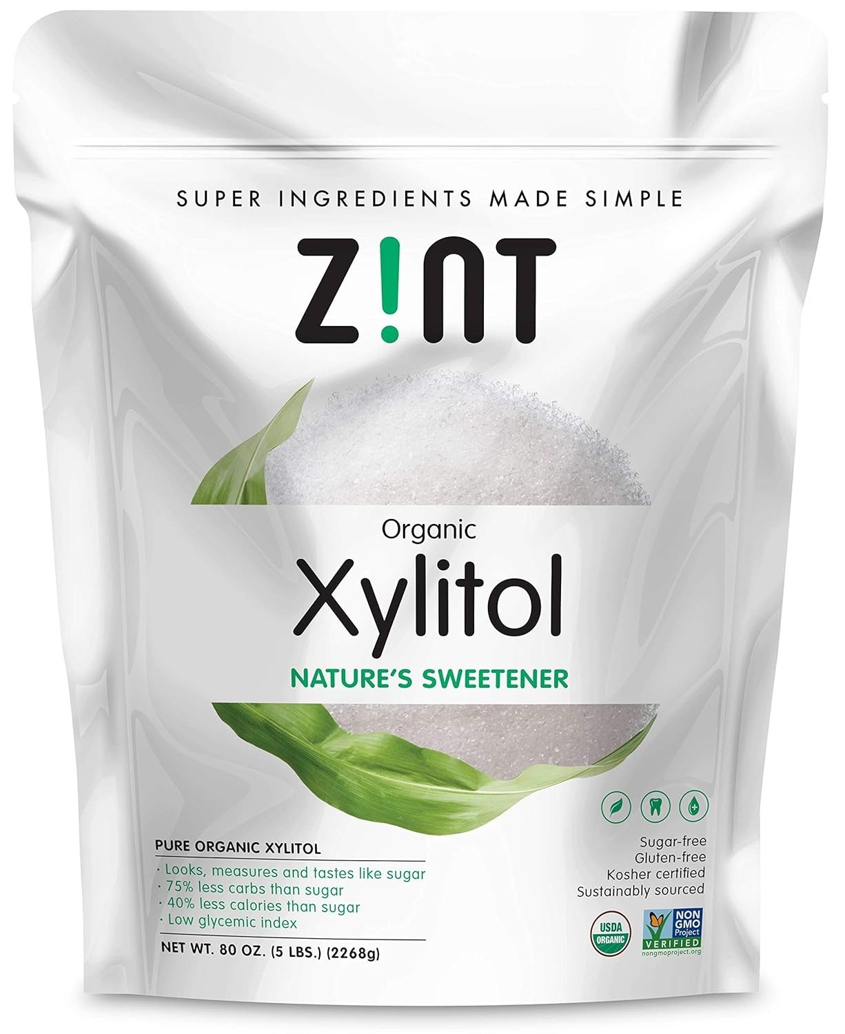 Organic Xylitol Sweetener 5 lbs: USDA Certified Natural Sugar Free Substitute…