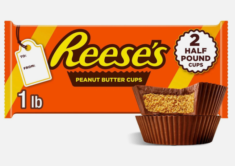 REESE’S Milk Chocolate Half-Pound Peanut Butter Cups, Candy Pack, 16 oz (2 Piece
