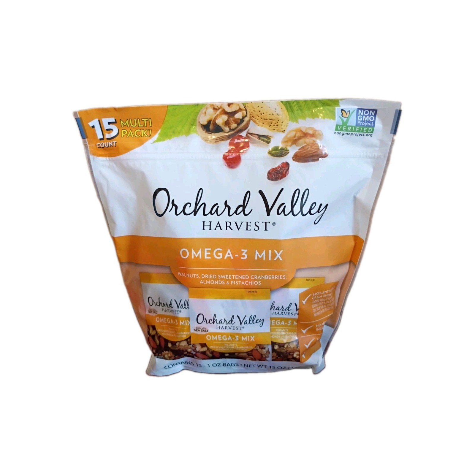 1 Pack Orchard Valley Harvest Omega-3 Mix, 1 Ounce Bags 15 Count Multi Pack