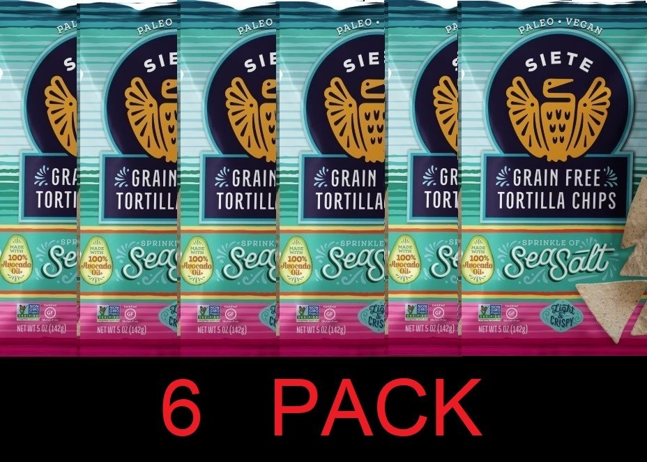 Siete Tortilla Chips Sea Salt GRAIN FREE 5 oz Bag – 6 PACK