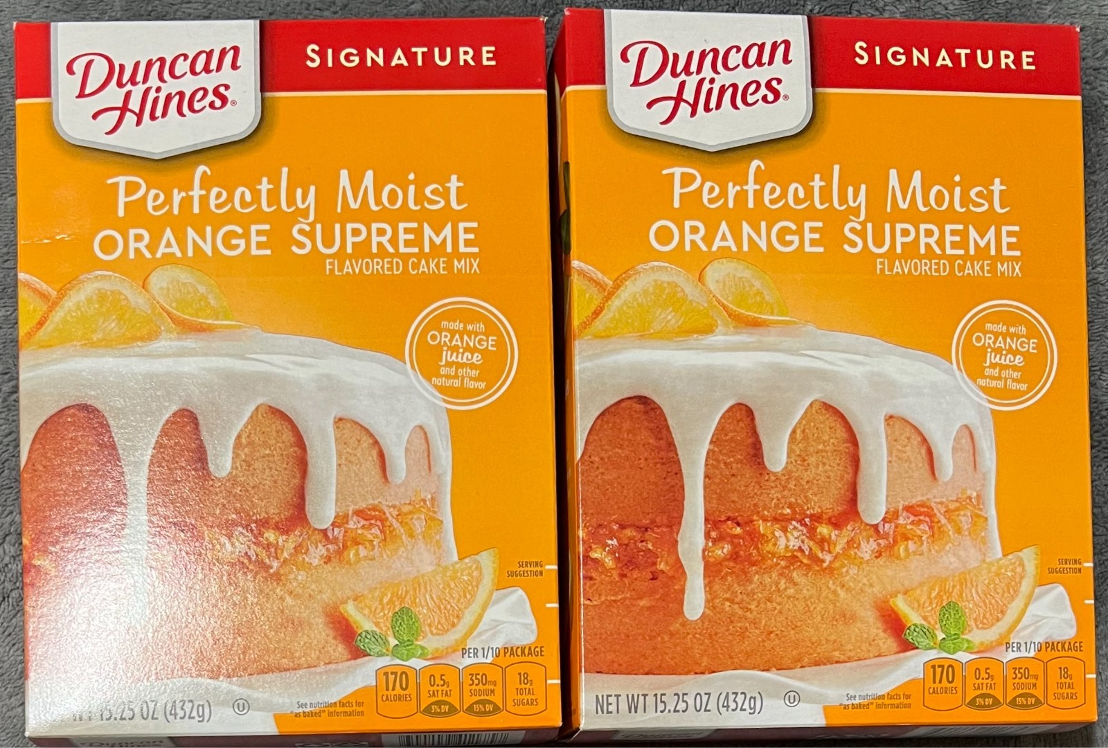 2 Pack Duncan Hines Signature Perfectly Moist Orange Supreme Cake Mix 15.25 OZ