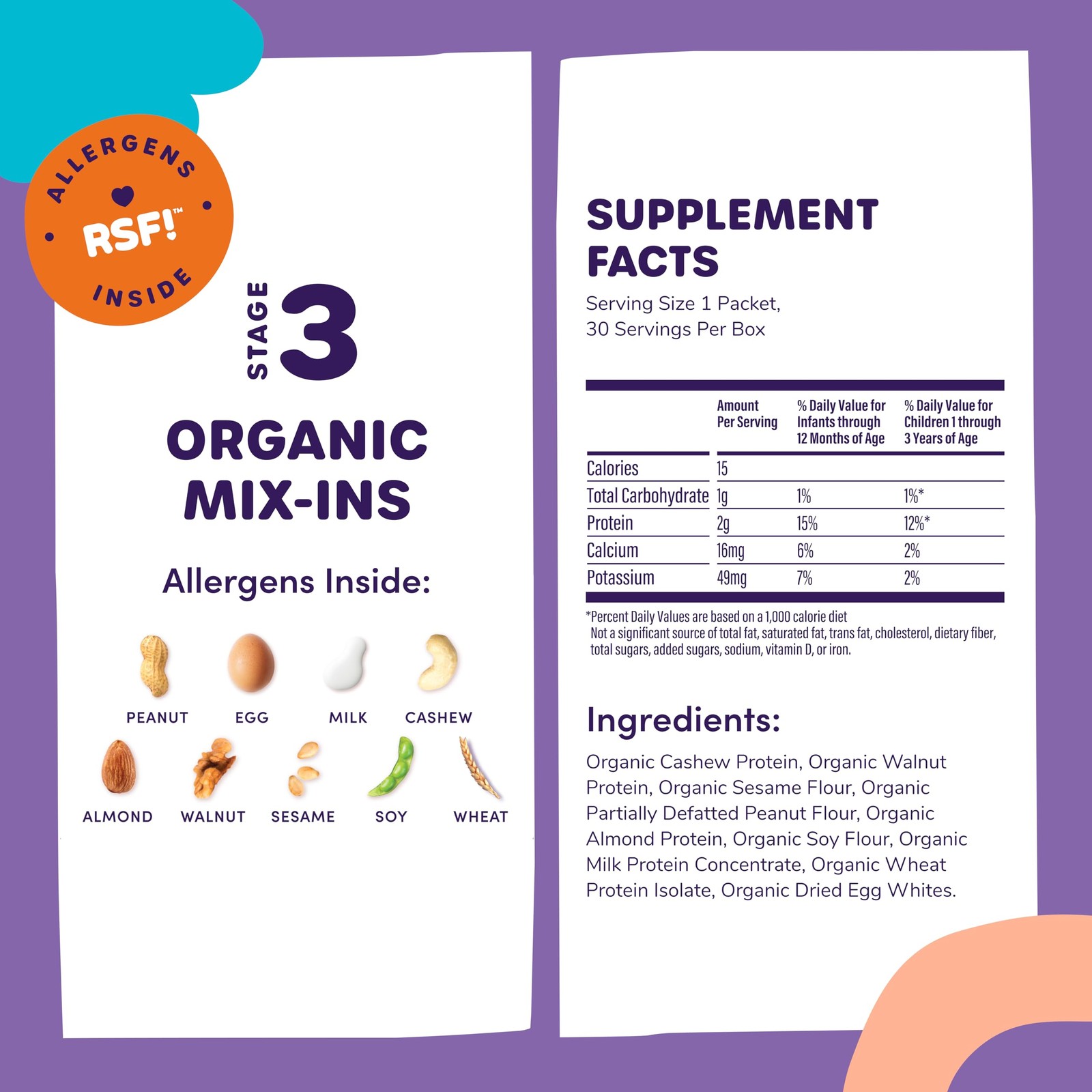 Ready Set Food Stage 3 Mix-Ins – 9 Allergen Introduction for 30 Packets