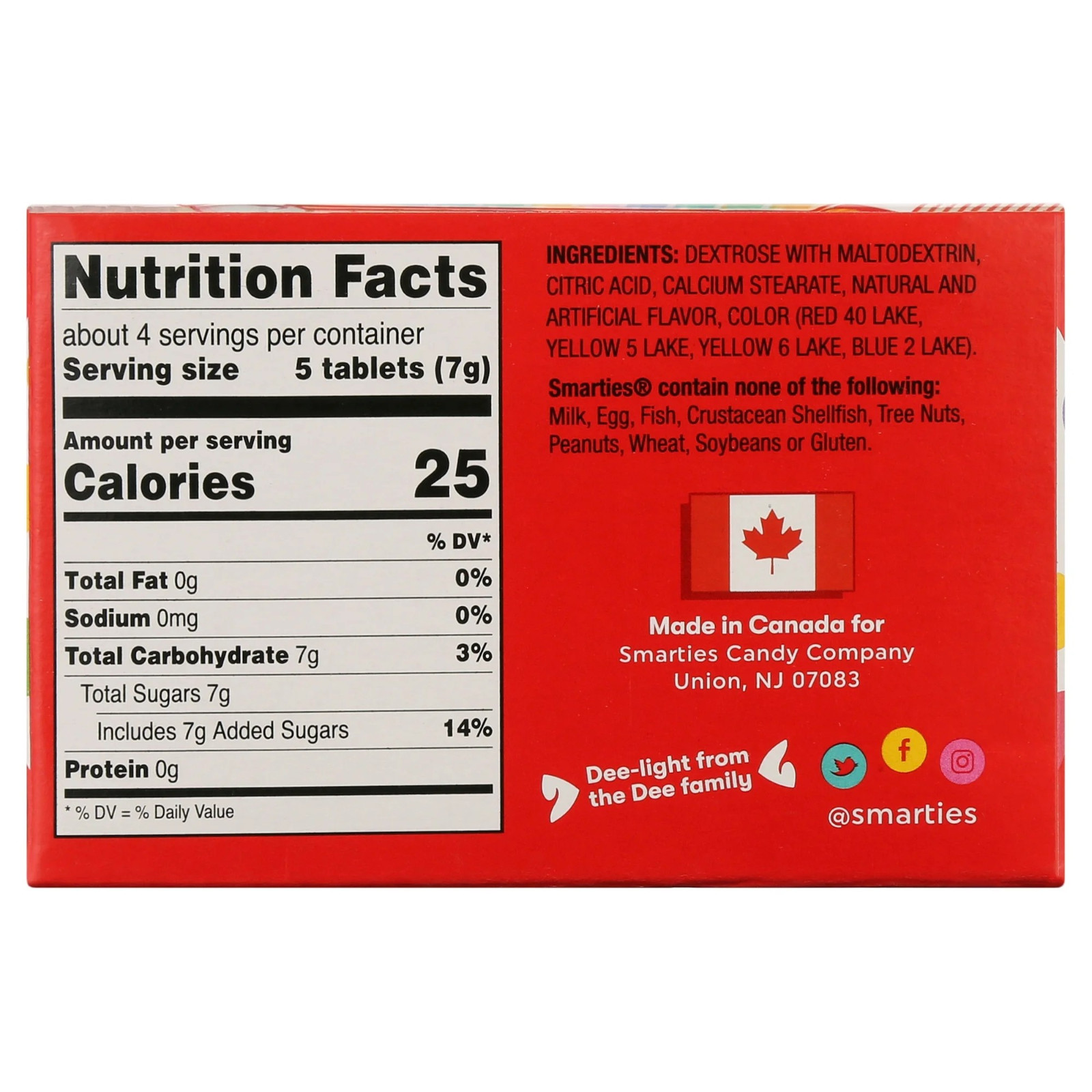 Smarties Candy Rolls, Giant, 36 Count Allergen Free new