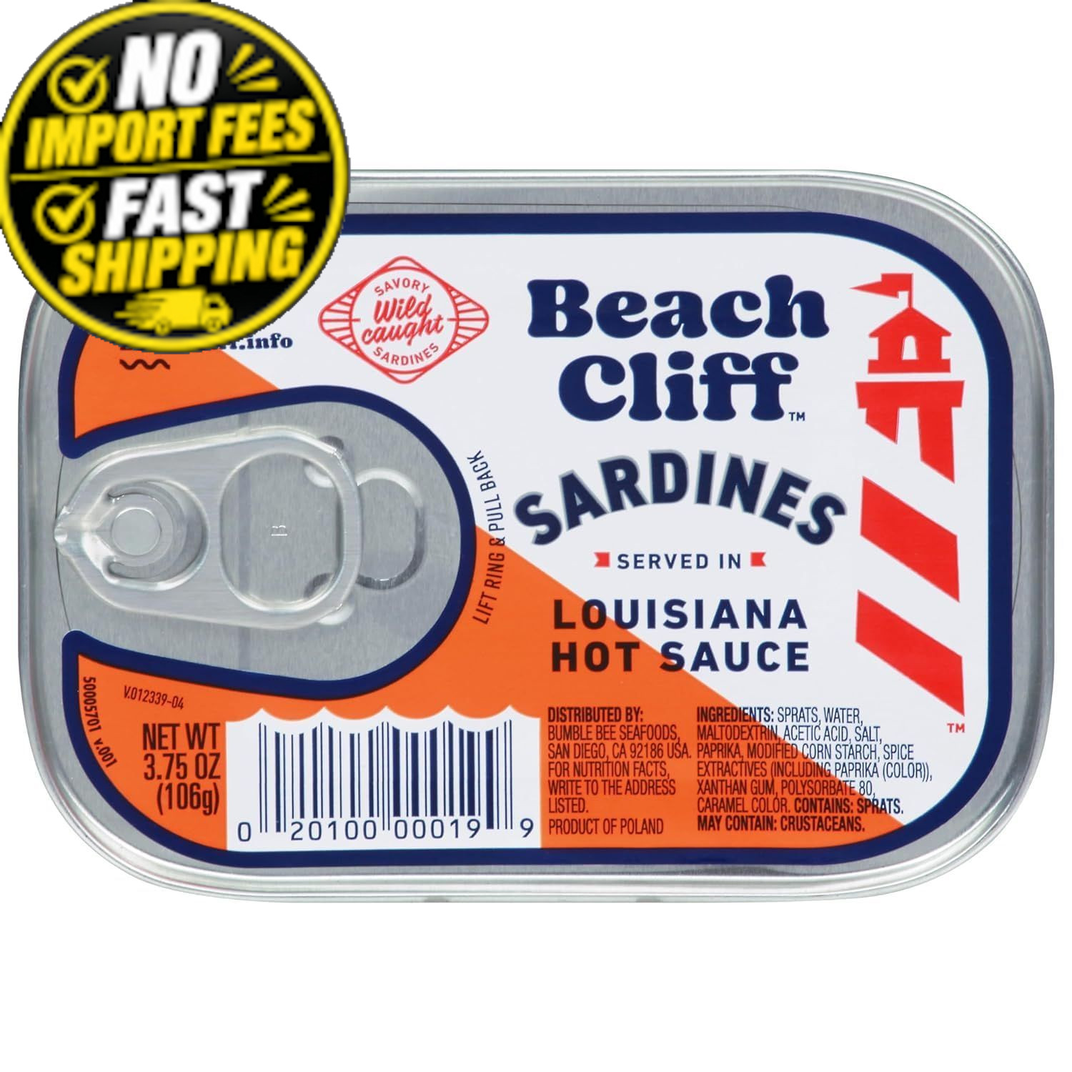 Beach Cliff Wild Caught Sardines in Louisiana Hot 3.75 Ounce (Pack of 1)