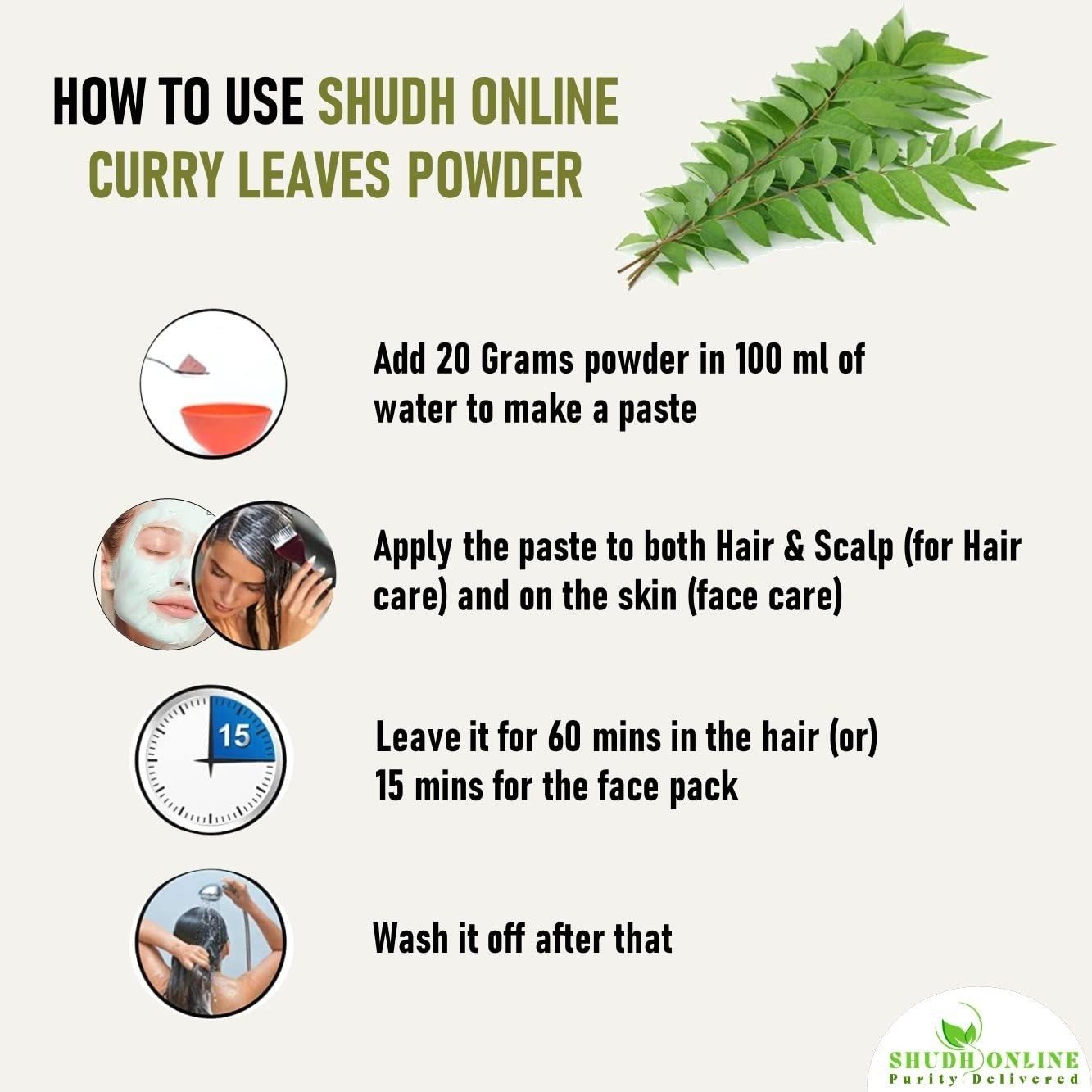 Shudh Online Curry Leaves Powder 3.5 oz – Natural Hair Growth