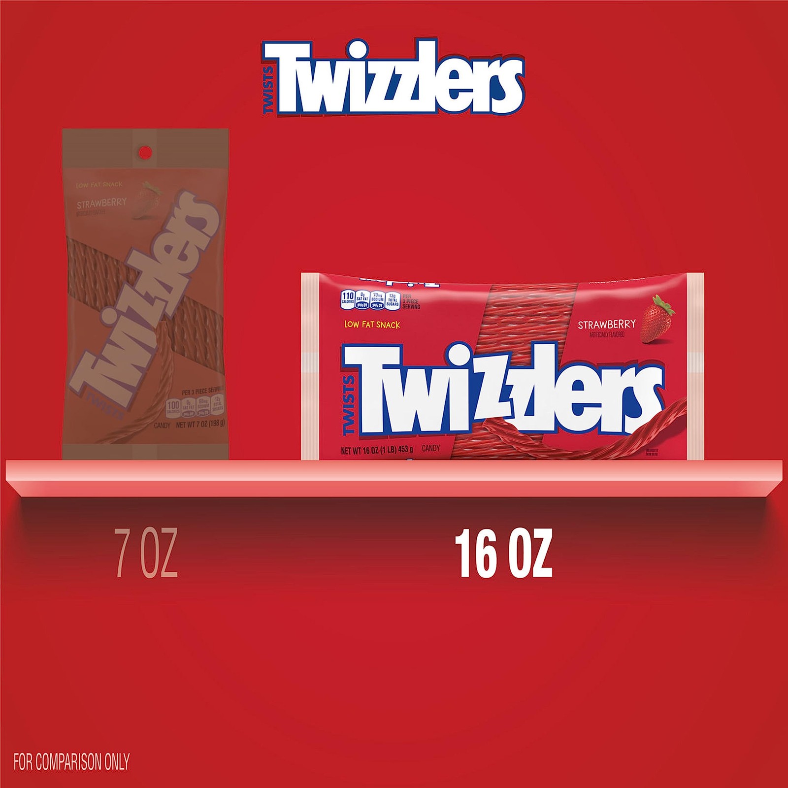 Twizzlers, Twists Strawberry Flavored Licorice 16 Ounce (Pack of 1), Red