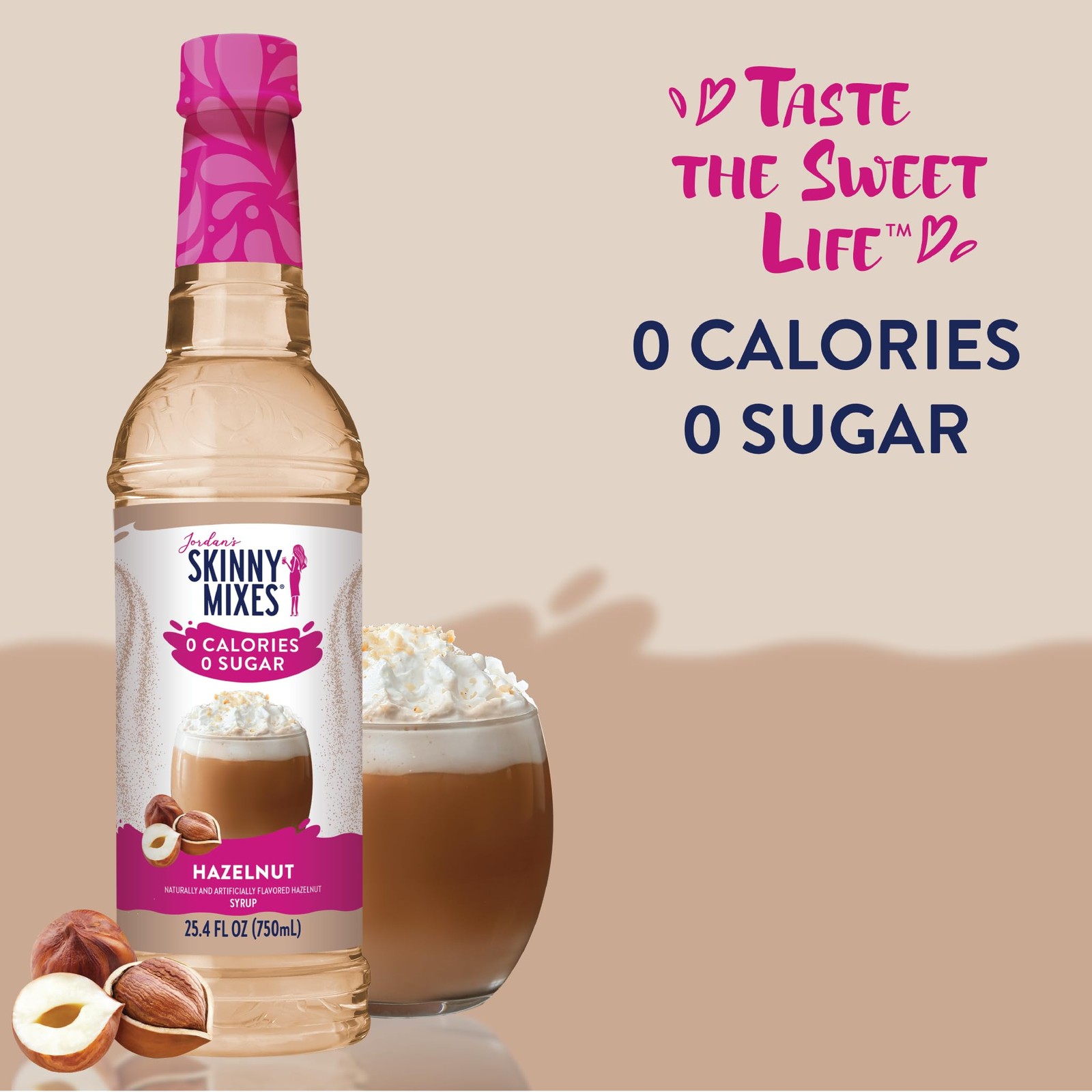 Jordan’s Skinny Mixes Syrups, Hazelnut Coffee Syrup, 25.4 Fl Oz (Pack of 2)