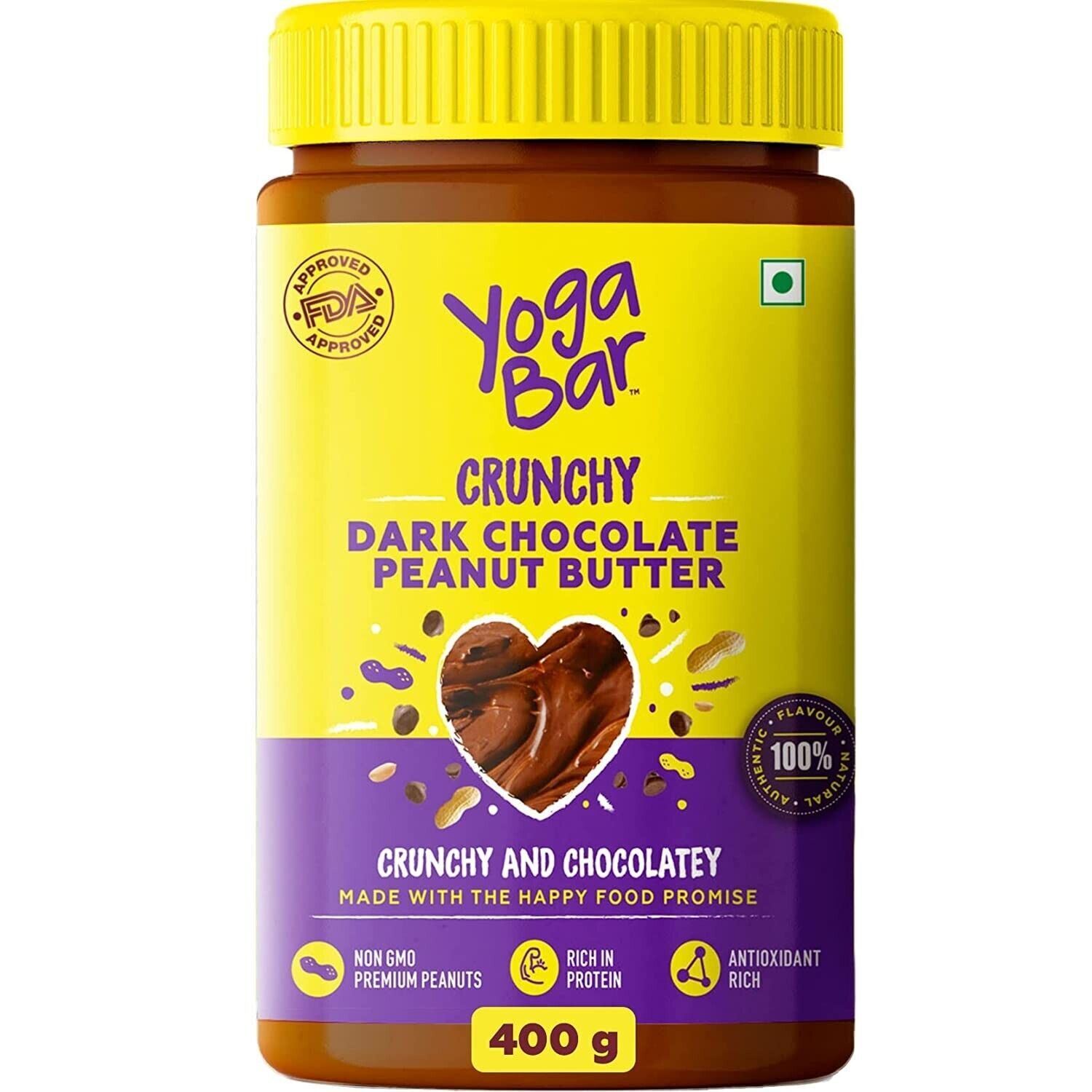Yogabar Crunchy Peanut Butter Crunchy with No Palm Oil Vegan 400 g