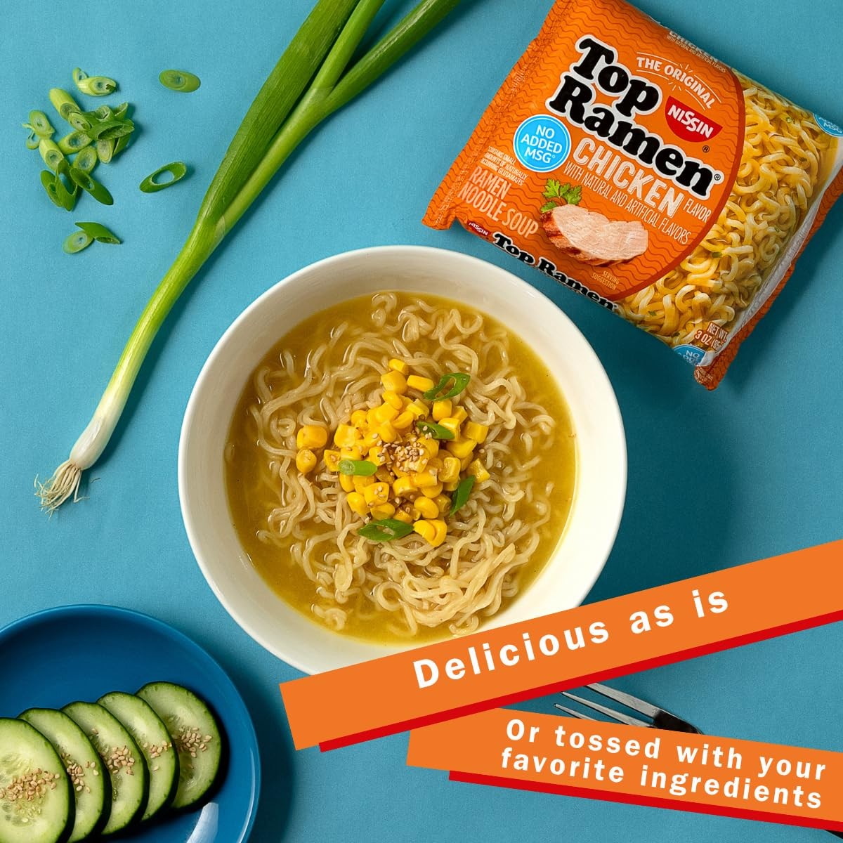 Nissin Top Ramen Noodle Soup, Chicken, 3 Ounce 3 (Pack of 24), Yellow