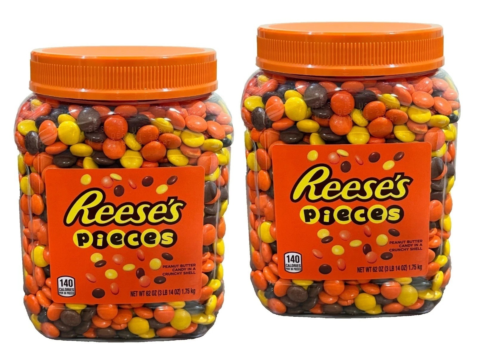 2-PACK Reese’s Pieces Peanut Butter Candy 62 oz each Jar Bulk Party Candy