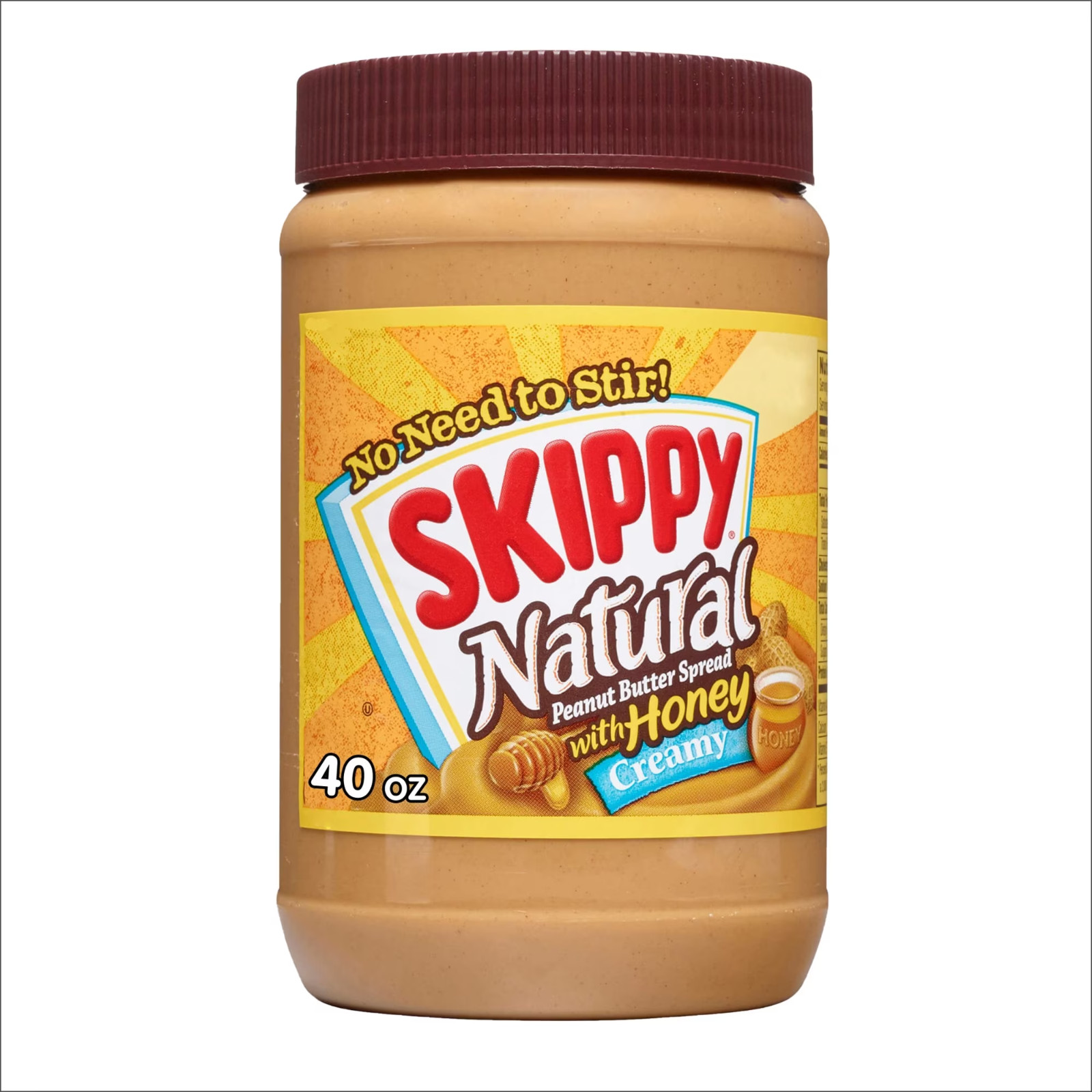 SKIPPY Natural Creamy Peanut Butter Spread with Honey, 40 oz
