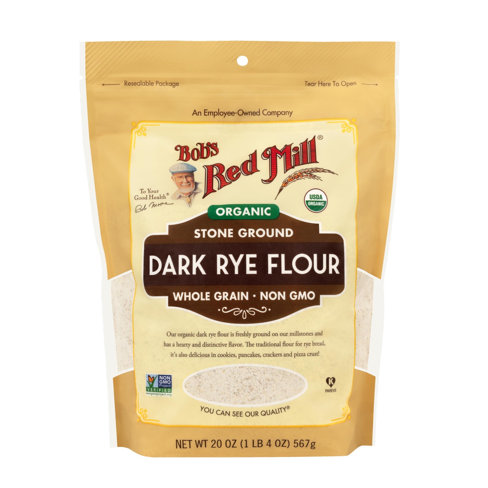 Bob’s Red Mill Organic Dark Rye Flour, 20oz (Pack of 4) 20 Ounce
