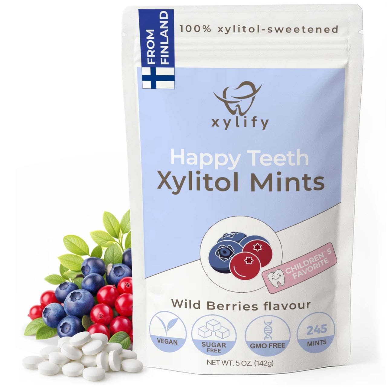 Xylitol Mints Wild Berries Sugar Free 5oz 245 Count for Oral Care