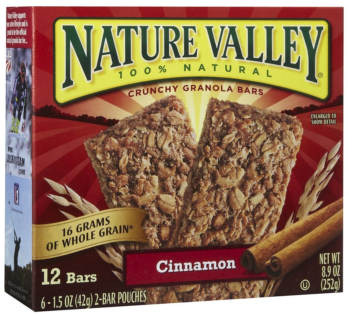 Nature Valley Crunchy Granola Bars, Cinnamon, Six 2-bar pouches, 8.9 Ounce