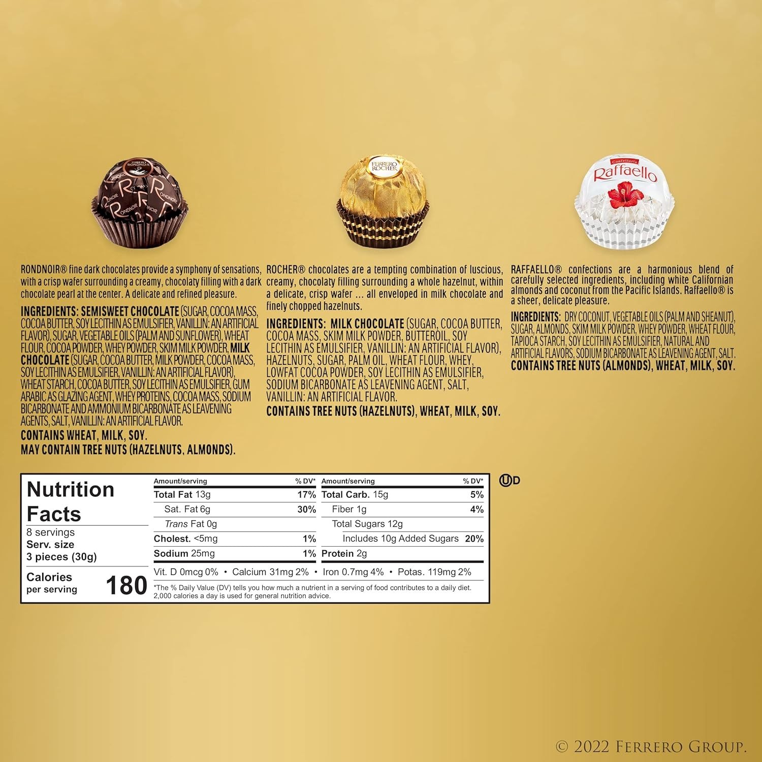 24 Count Gourmet Chocolate Collection – Hazelnut, Coconut, Dark Chocolate