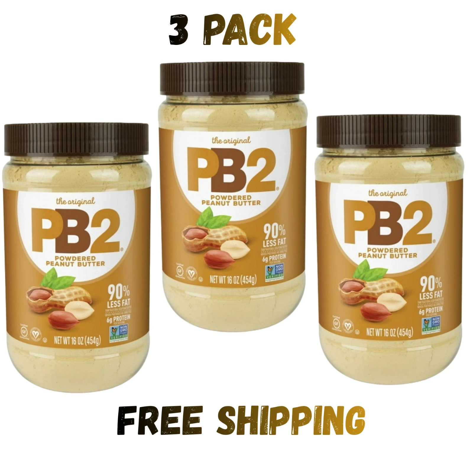 ( 3 PACK ) PB2 Powdered Peanut Butter, 16 oz.