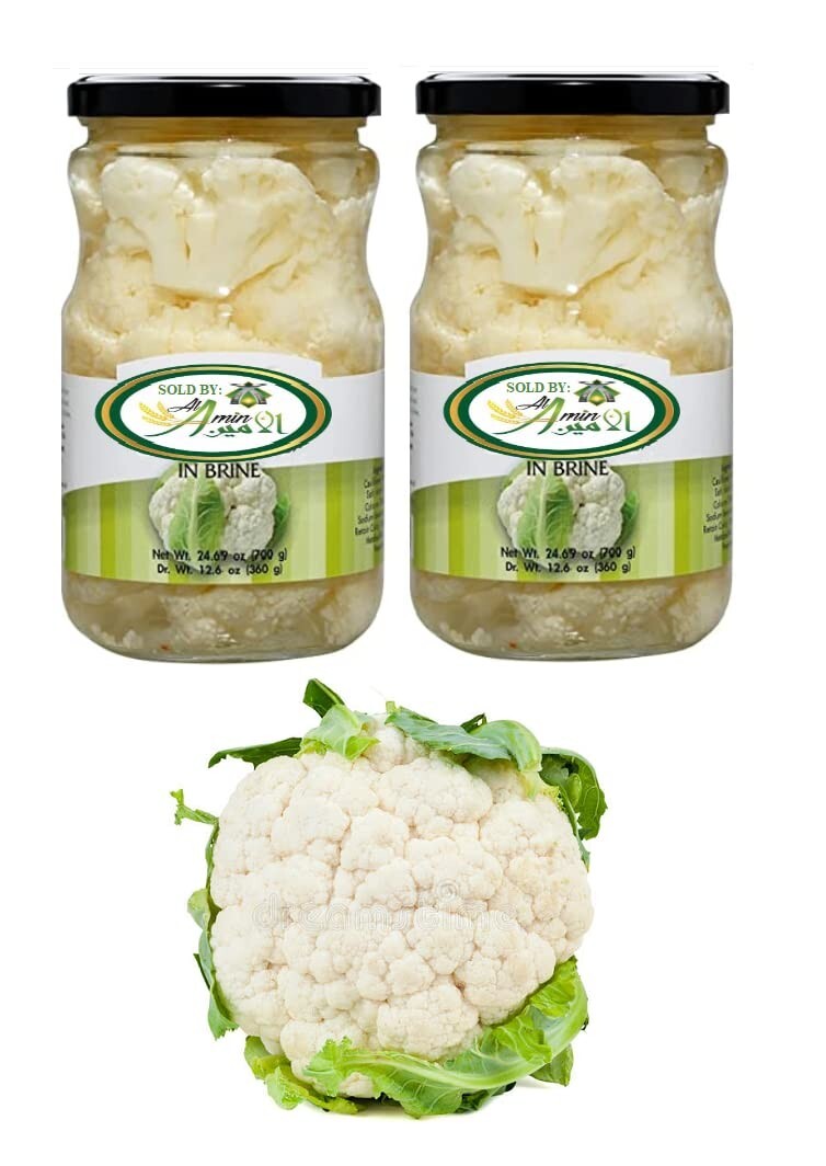 Pickled Cauliflower In Brine 2 Glass Jars NT WT 24.69oz (700g)